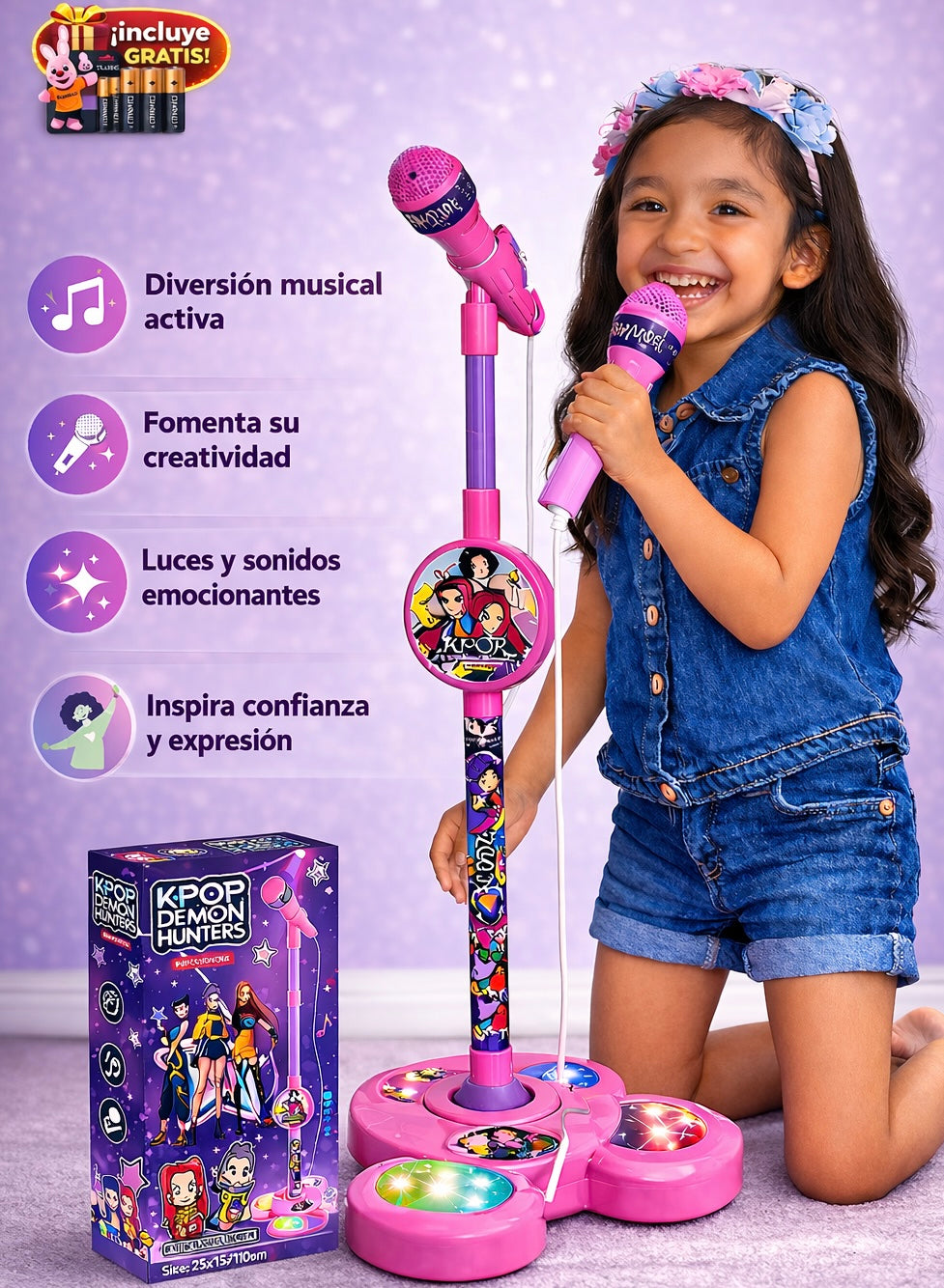 Micrófono Karaoke Infantil “Guerreras K-POP” 👧🎤 El Favorito de las Niñas