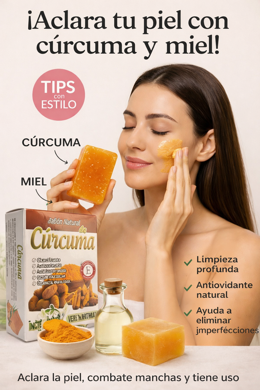 Jabón Aclarante de Cúrcuma y Miel Antimanchas Natural 🫧🧽