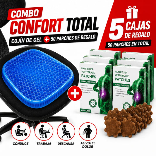 💥 Compra tu cojín de gel y recibe 5 cajas de parches totalmente GRATIS.