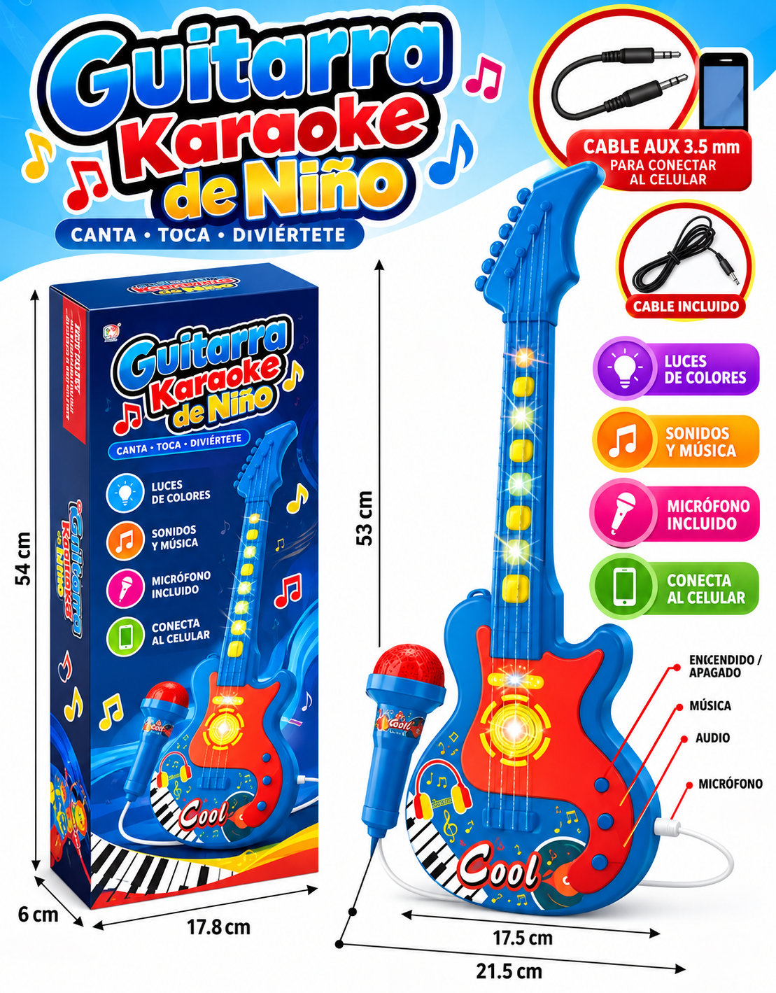 🎸🎤 GUITARRA KARAOKE PARA NIÑOS 🚀 🔥 MÚSICA Y DIVERSIÓN